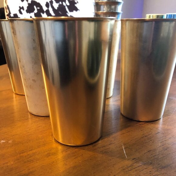 Vintage Retro Set of 6 gold BASCAL aluminum cups - Picture 2 of 5